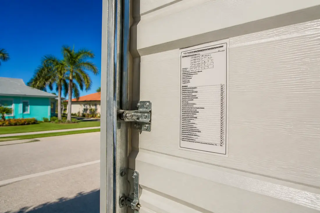 A permanent manufacturer label on the inside of a garage door section